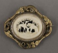 A Victorian ivory set brooch. 6.5 cm wide.