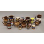 A collection of copper lustre pottery, etc.