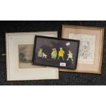 An early 20th century JENNY OLIVER DICK silhouette print of Children,