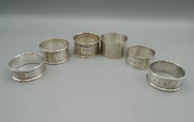 A small quantity of silver napkin rings. 98.1 grammes.