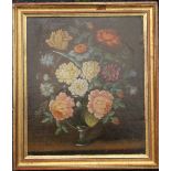 J VAN DE BERGER, Flowers, oil on board, signed, framed. 27.5 x 33 cm.