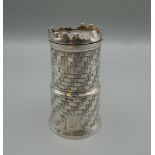 A silver plated pepper formed as a castle. 7 cm high.