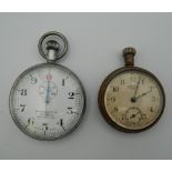 A pocket watch and a stopwatch. The latter 5.5 cm diameter.