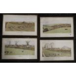 Four 19th century CECIL ALDIN Hunting prints, each framed and glazed. Each 30 x 14 cm.