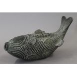A bronze censer formed as a fish. 22 cm long.