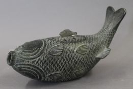 A bronze censer formed as a fish. 22 cm long.