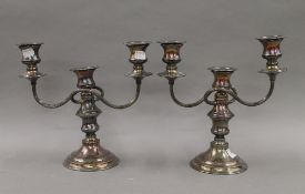 A pair of Welsh silver plate candelabra. 24.5 cm high.