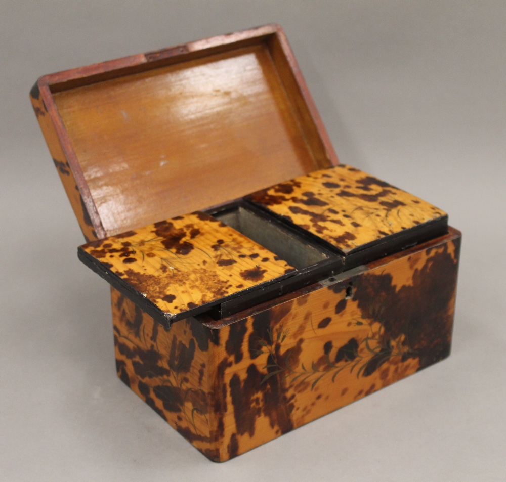 A 19th century Japanese lacquered tortoiseshell tea caddy. 19.5 cm wide. - Image 11 of 12