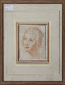 Attributed to GUIDO RENI (1575-1642), Portrait of a Woman, sanguine on paper, framed and glazed.