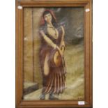 19TH CENTURY SCHOOL, Woman with a Lute, oil on canvas, indistinctly signed, framed. 38 x 58 cm.