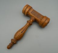 A 1940s oak presentation gavel, inscribed ''United Wards Club'' and with presentation plaque,