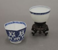 An 18th century Chinese blue and white porcelain tea bowl,