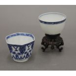 An 18th century Chinese blue and white porcelain tea bowl,