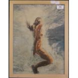 SALLY TRUEMAN (20th/21st century) British, Swimming Nude, pastel, framed and glazed. 38.5 x 39 cm.