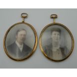 Two Victorian portrait miniatures on ivory, depicting Oswald Smith-Ringham, Rector of Crudwell,