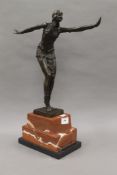 An Art Deco style bronze dancer. 49 cm high.