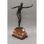 An Art Deco style bronze dancer. 49 cm high.