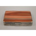 A 925 silver agate cigarette box. 7.5 cm wide.