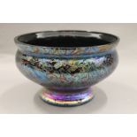Royal Brierly Studio, iridescent black and blue glass bowl. 20 cm diameter.