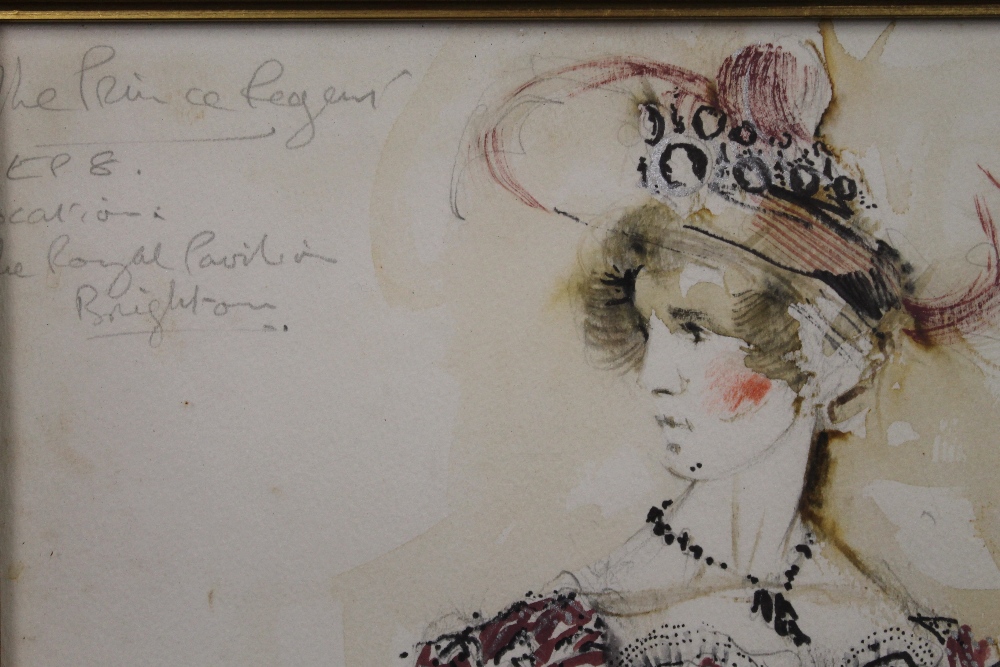 Stage Costume Design, watercolour, indistinctly signed, framed and glazed. 37.5 x 48 cm. - Image 3 of 5