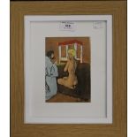 BRENOT (mid-20th century), Praying, lithograph, framed and glazed. 11.5 x 16.5 cm.