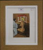 BRENOT (mid-20th century), Praying, lithograph, framed and glazed. 11.5 x 16.5 cm.