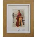 BRENOT (mid-20th century), Red Dress, lithograph, framed and glazed. 11.5 x 16.5 cm.