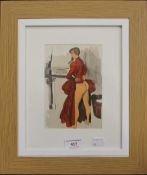 BRENOT (mid-20th century), Red Dress, lithograph, framed and glazed. 11.5 x 16.5 cm.