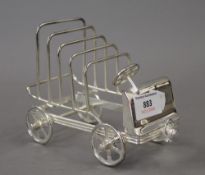 A silver plated car form toast rack. 16 cm long.