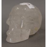 A crystal model of a skull. 9.5 cm high.