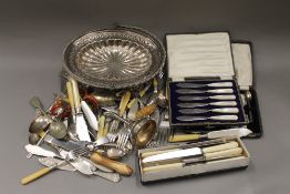 A quantity of plated cutlery, etc.