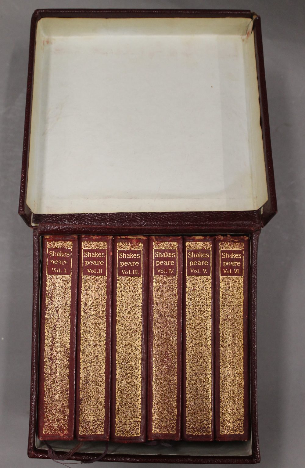 A boxed set of The Complete Works of William Shakespeare in the first Collins Clearprint edition of