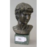 A bronze model of a classical bust on plinth base. 16.5 cm high.