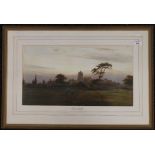 FRED MILLER, Evening Wivelsfield, watercolour, framed and glazed. 52 x 28 cm.