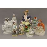 A collection of 19th century Staffordshire figures. The largest 30 cm high.