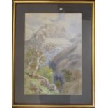 An early 20th century watercolour, Mountainous Scene, indistinctly signed ''Strakan'', dated 1906,