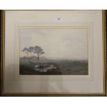 A Victorian watercolour, Cattle and Horses Grazing, indistinctly signed, dated 1863,