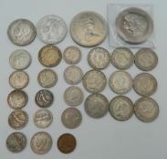 A bag of coins, including silver, etc.