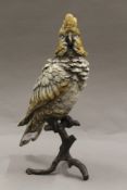 A large cold painted bronze model of a parrot. 30.5 cm high.