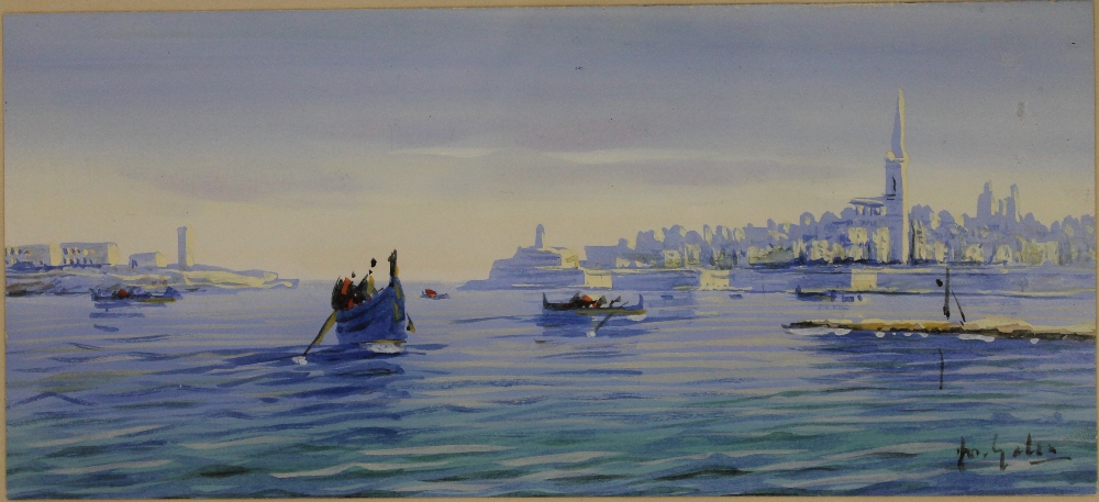 A set of four Maltese paintings, gouache on paper, indistinctly signed GALEA, - Image 4 of 6