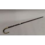 A 19th century horn handled walking stick. 87 cm long.
