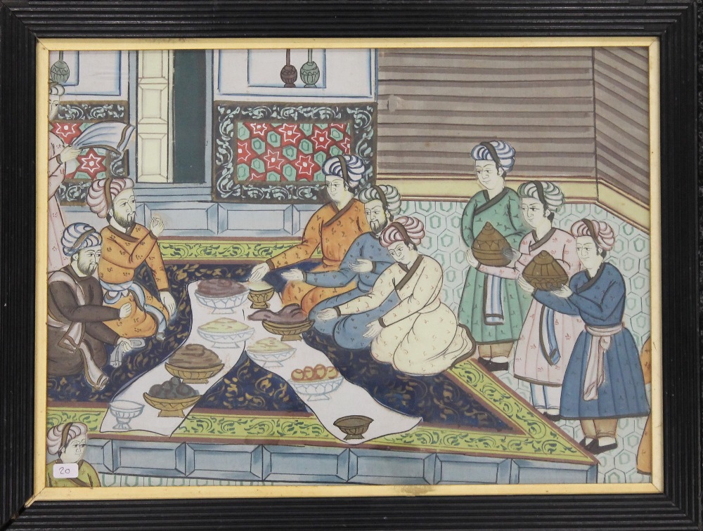 A 19th century Ottoman painting on silk, framed and glazed. 38.5 x 28 cm.