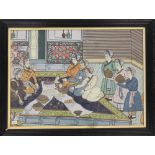 A 19th century Ottoman painting on silk, framed and glazed. 38.5 x 28 cm.