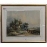 EDWARD WILLIAMS (1782-1855) British, Scene on the Surrey Wold, watercolour, framed and glazed.