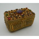 A 19th century Austrian gem set gilt box. 9.5 cm wide.