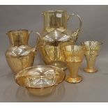 A quantity of 'amber' glassware.