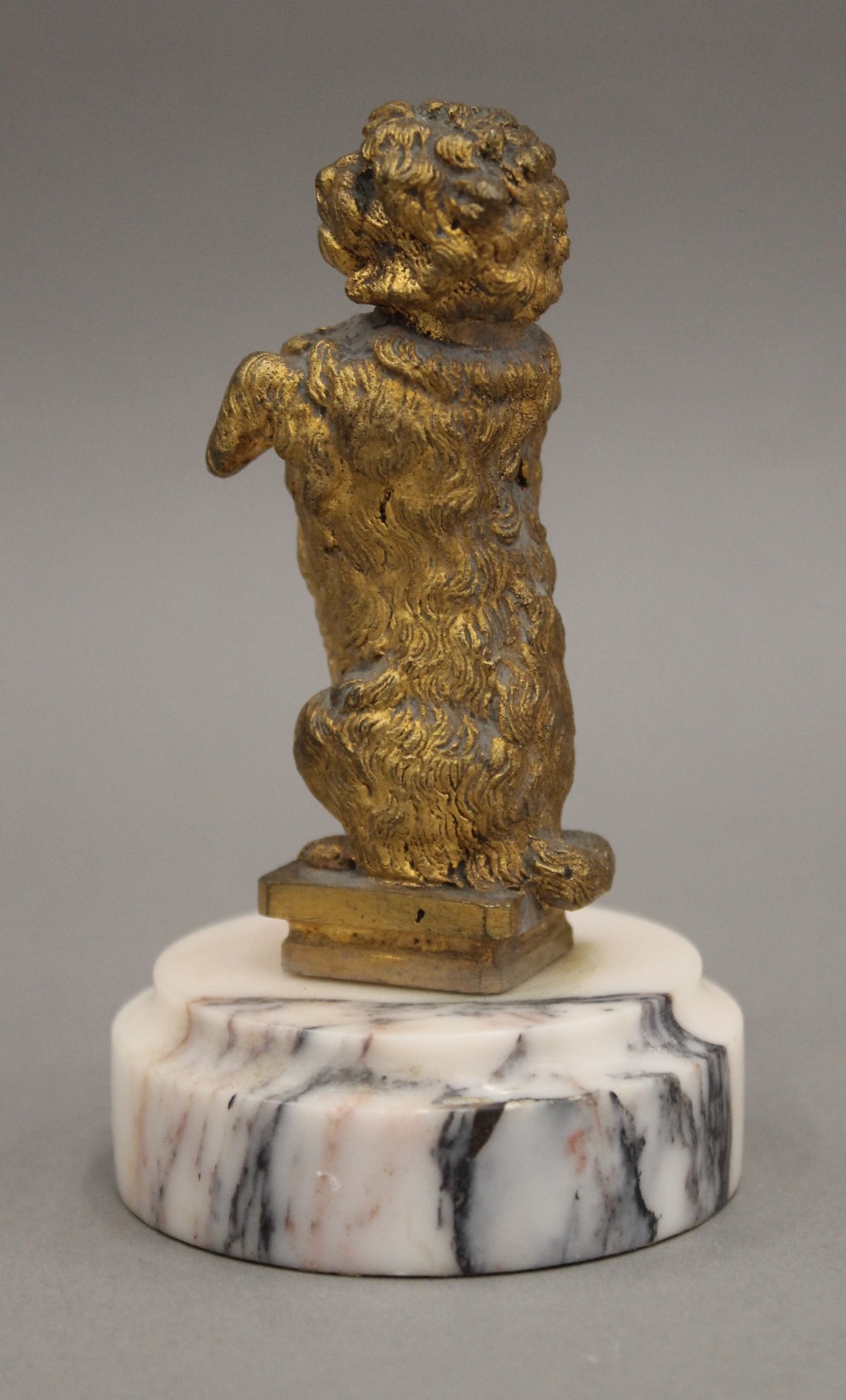 A 19th century gilded bronze figure of a dog, signed ''Meisner''. 9.5 cm high. - Image 3 of 5