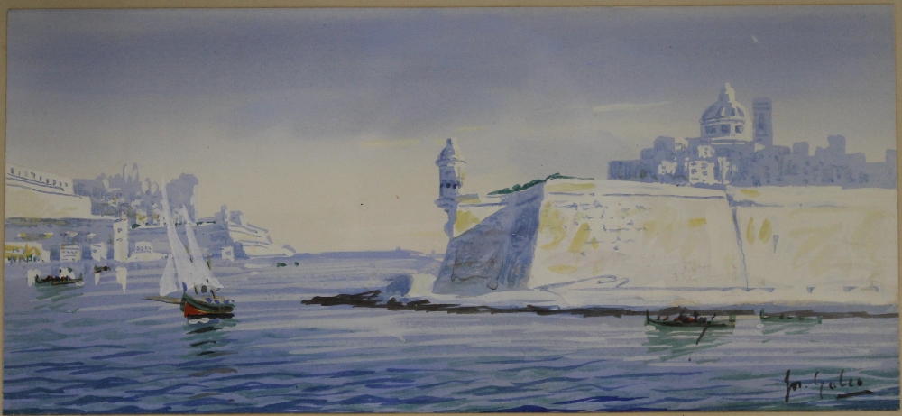 A set of four Maltese paintings, gouache on paper, indistinctly signed GALEA, - Image 5 of 6