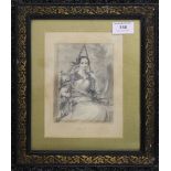 H MARTIN, a pencil drawing of a lady, dated 1845, framed and glazed. 10 x 14 cm.