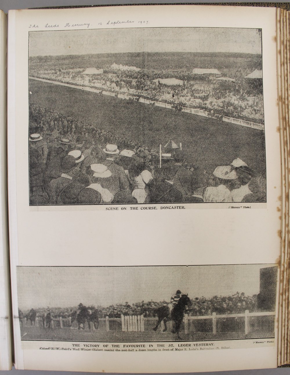 St Leger 1907 Day Book, inclosing various newspaper clippings of the day. - Image 2 of 4